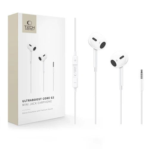 Slúchadlá Tech-Protect Ultraboost Mini Jack Earphone Core G2 - biele