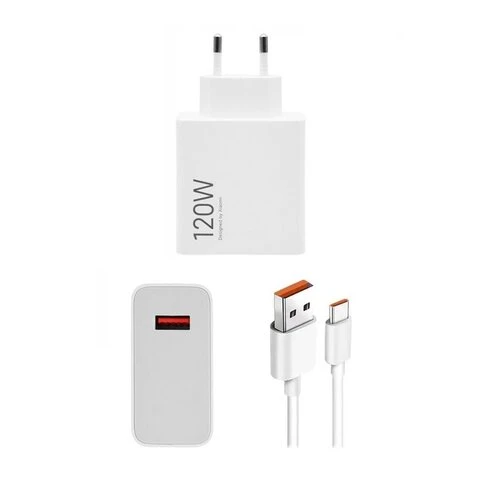 Xiaomi MDY-14-EE USB-A 120W Cestovná Nabíjačka + USB-C 6A Datový Kábel - Biela