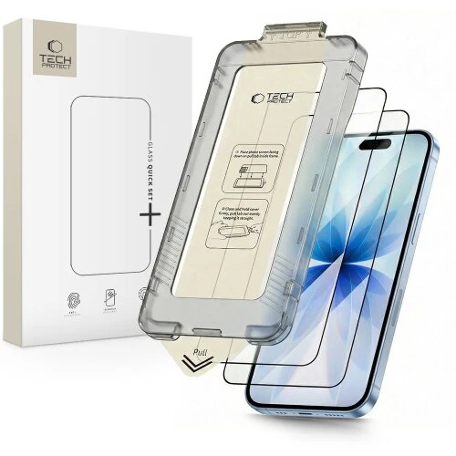 Ochranné sklo Tech-Protect Quick Set+ iPhone 17, 2 ks - čierne