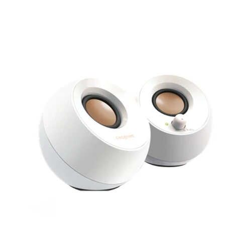 Creative PEBBLE, stolné 2.0 reproduktory s USB napájaním, biele