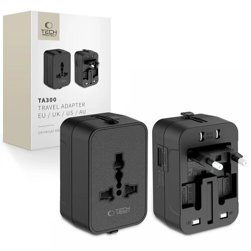 Cestovný adaptér Tech-Protect TA300 EU/UK/US/AU - čierny