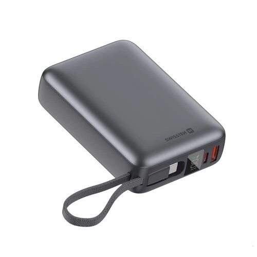 Swissten Powerbanka 20000 mAh 45W s USB-C káblom - Vesmírna Sivá