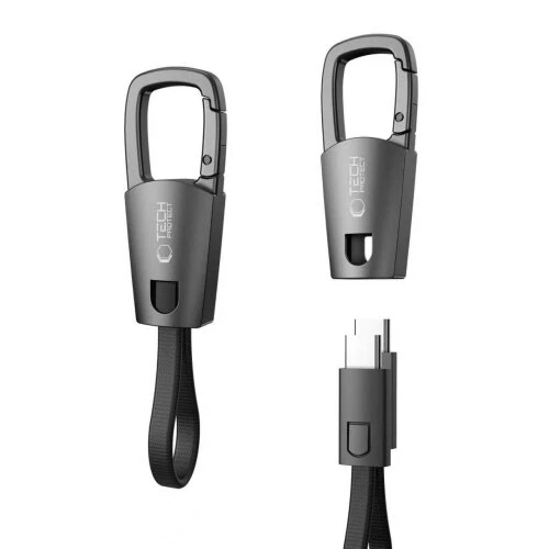 Kábel Tech-Protect Ultraboost DNA Keychain USB-C PD 60W/3A - iron grey