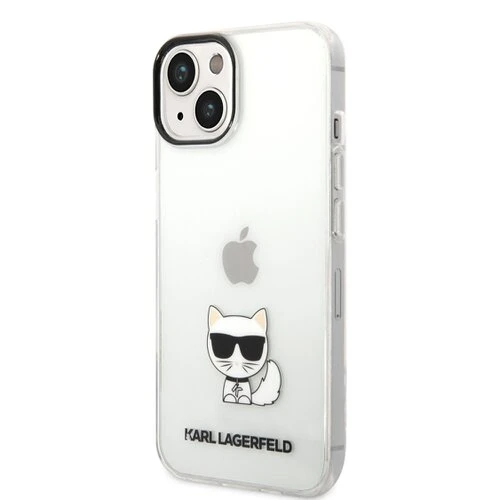 Puzdro Karl Lagerfeld Choupette Logo iPhone 14 Plus - transparentné