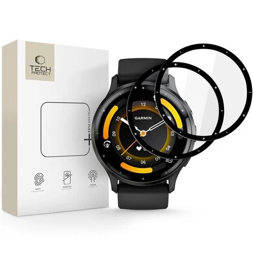 Ochranné sklo Tech-Protect Glass Flex+ Garmin Venu 3, 2 ks - čierne