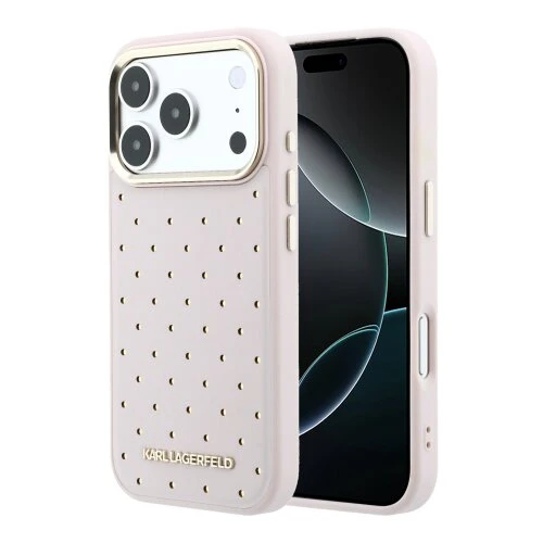 Karl Lagerfeld PU Perforated Gold Dots MagSafe Zadní Kryt pro iPhone 17 Pro Pink