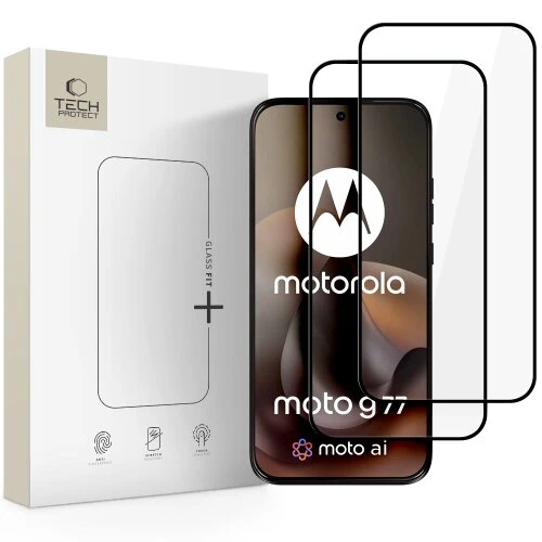 Ochranné sklo Tech-Protect Glass Fit+ Motorola Moto G67/G77, 2 ks - čierne