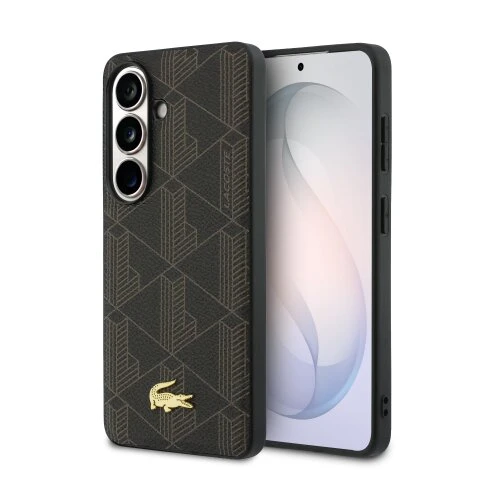 Lacoste PVC Blend Monogram Gold Logo Magnetic Zadní Kryt pro Samsung Galaxy S26+ Brown