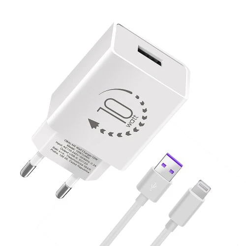 OBAL:ME Cestovná Nabíjačka USB-A 10W + USB-A/Lightning Kábel 1m Biela