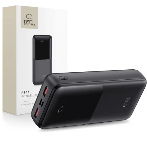 Tech-Protect PB02 Powerbanka 20000 mAh 22,5W - čierna