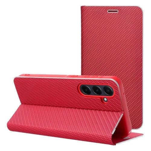 Puzdro Luna Book Carbon Samsung Galaxy A56 5G - červené