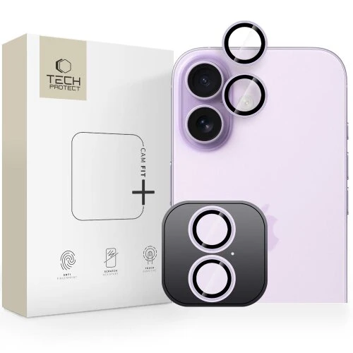 Ochranné sklo na fotoaparát Tech-Protect Camring Fit+ iPhone 16/16 Plus/17 - lavender