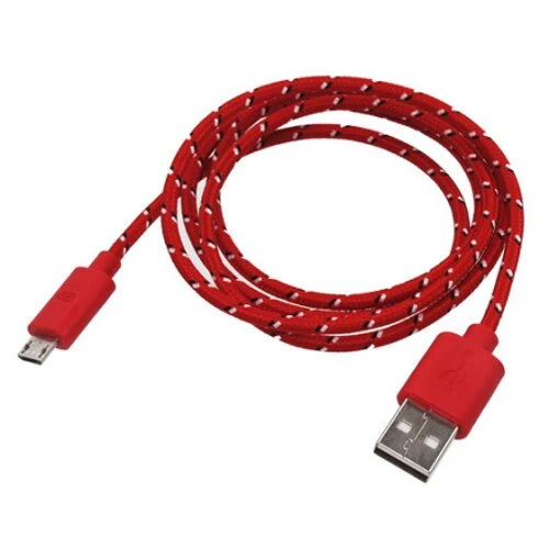 mobilNET dátový kábel MicroUSB 0,90m Červený textilný