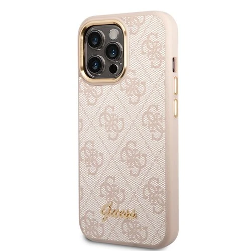 Puzdro Guess PC/TPU 4G Metal Camera Outline iPhone 14 Pro - ružové