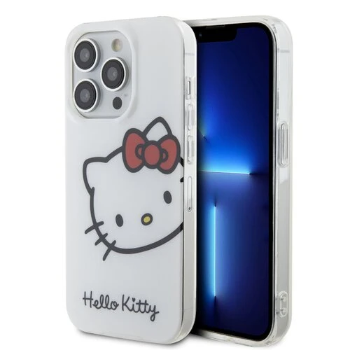 Puzdro Hello Kitty IML Head Logo iPhone 13 Pro - biele