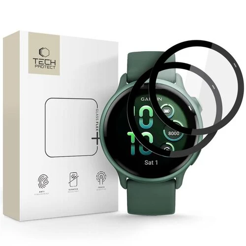 Ochranné sklo Tech-Protect Glass Flex+ Garmin Vivoactive 6, 2 ks - čierne