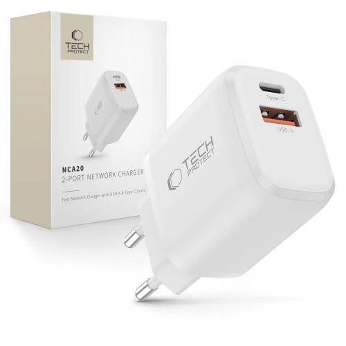 Nabíjačka Tech-Protect NCA20 2-port PD 20W/QC3.0 - biela