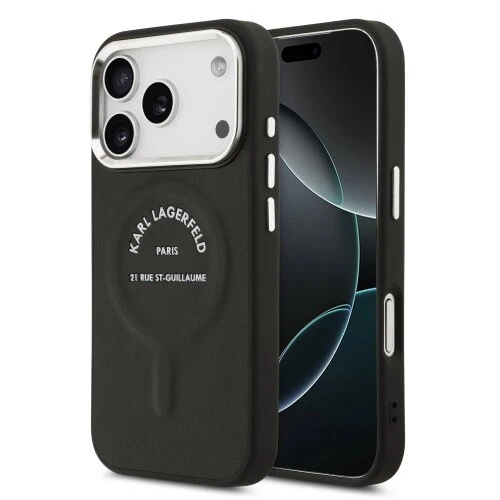 Karl Lagerfeld PU RSG Logo MagSafe Zadní Kryt pro iPhone 18 Pro Max/17 Pro Max Black