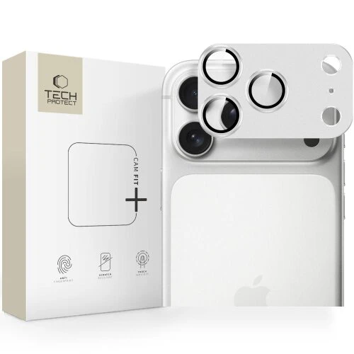 Ochranné sklo na fotoaparát Tech-Protect Camfull Fit+ iPhone 18 Pro/17 Pro - strieborná