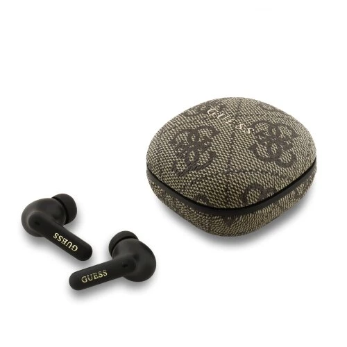Guess PU 4G Metal Logo ENC TWS Bezdrátová Sluchátka Brown