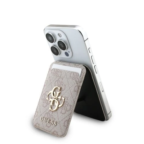 Guess 4G Metal Logo MagSafe Cardslot Peněženka se Stojanem Pink