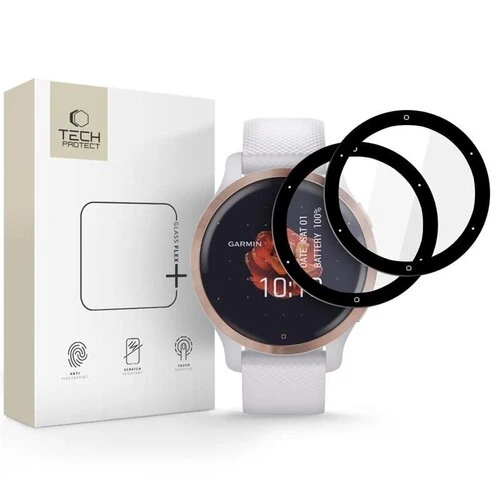 Ochranné sklo Tech-Protect Glass Flex+ Garmin Venu 2S, 2 ks - čierne
