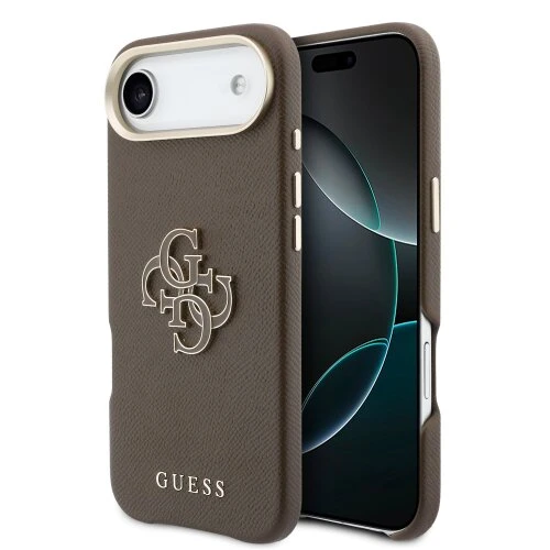 Guess PU Resin Logo Zadní Kryt pro iPhone Air Brown