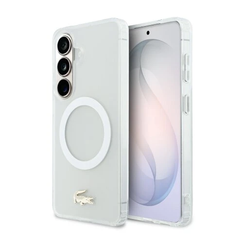 Lacoste PC/TPU Frosted Finish Gold Logo Magnetic Zadní Kryt pro Samsung Galaxy S26 White