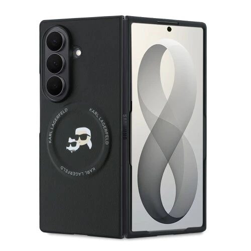 Puzdro Karl Lagerfeld PU Karl and Choupette Heads Magnetic Samsung Galaxy Z Fold 8 Ultra - čierne
