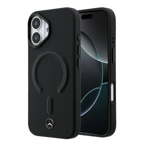 Mercedes PU Leather 3D MagSafe Zadní Kryt pro iPhone 17 Black