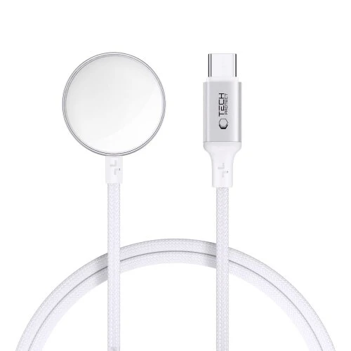 Kábel Tech-Protect MC02 Ultraboost magnetický nabíjací USB-C, 1 m, Apple Watch - biely