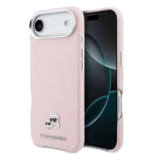 Karl Lagerfeld PU Karl and Choupette Heads Pins MagSafe Zadní Kryt pro iPhone Air Pink