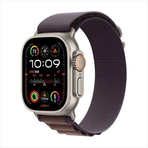 Apple Watch Ultra 2 GPS + Cellular 49mm Natural Titanium Case with Indigo Alpine Trail Loop - Large - Trieda A