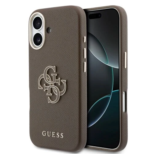 Guess PU Resin Logo Zadní Kryt pro iPhone 17 Brown