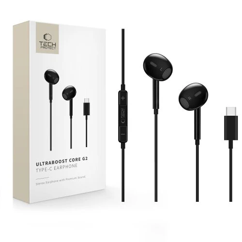 Slúchadlá Tech-Protect Ultraboost USB-C Earphone Core G2 - čierne