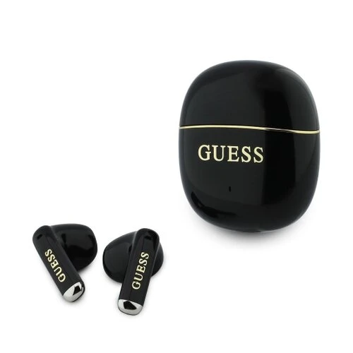 Guess Gold Line Glossy Classic Logo TWS Bezdrátová Sluchátka Black