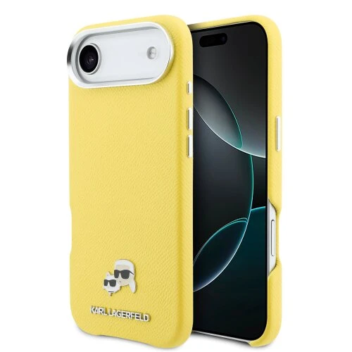 Karl Lagerfeld PU Karl and Choupette Heads Pins MagSafe Zadní Kryt pro iPhone Air Yellow