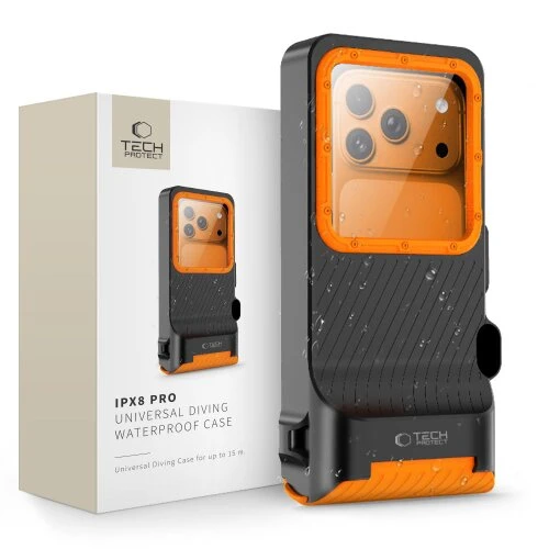 Puzdro Tech-Protect IPX8 Pro univerzálne vodotesné na potapápie - čierno-oranžové