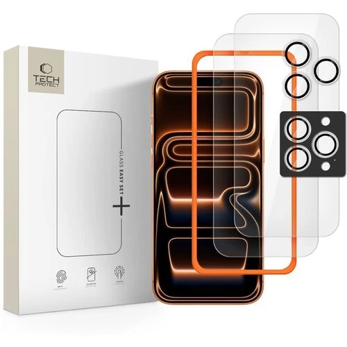 Ochranné sklo Tech-Protect Easy Set+ iPhone 16 Pro/18 Pro/17 Pro, 3 ks