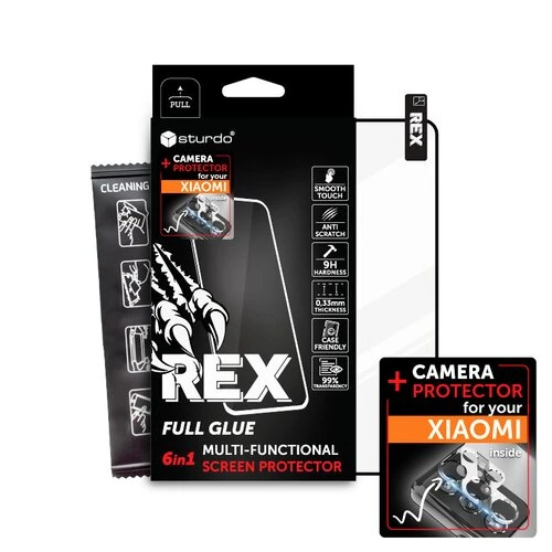 Ochranné sklo celotvárové + Ochranné sklo na kameru  Xiaomi Redmi Note 12S, Sturdo Rex, čierne