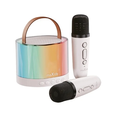 Karaoke reproduktor s mikrofónmi Maxlife MXKS-200 - biely