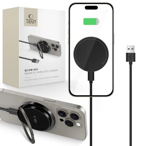 Nabíjačka Tech-Protect QI15W-A33 Magsafe magnetická bezdrôtová - čierna