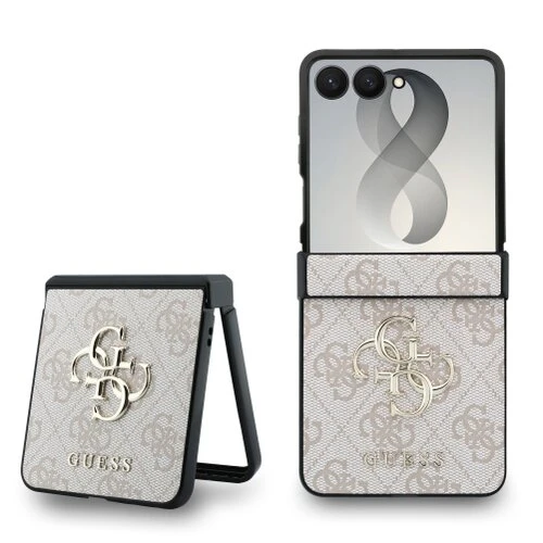Guess PU 4G Metal Logo Zadní Kryt pro Samsung Galaxy Z Flip 8 Pink