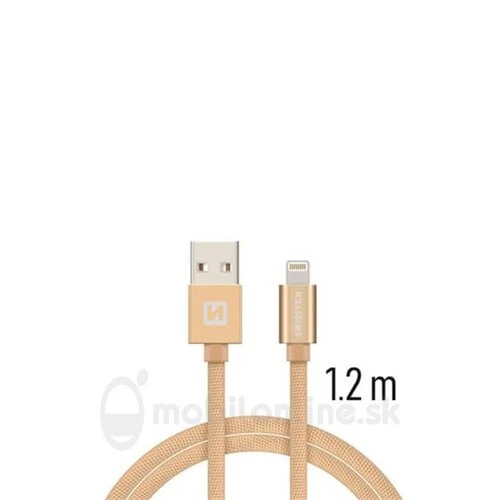 Lightning (8pin) kábel Swissten opletený, 1.2M - zlatý