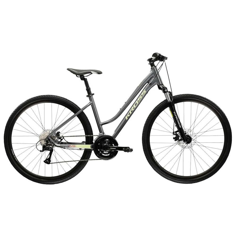 Kross EVADO 3.0 28" - model 2025 šedá / zelená / lesk - M (17", 158-170 cm)