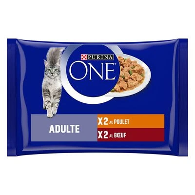 Výhodné balenie Purina ONE Junior 24 x 85 g - Kuracie a hovädzie mäso pre dospelých
