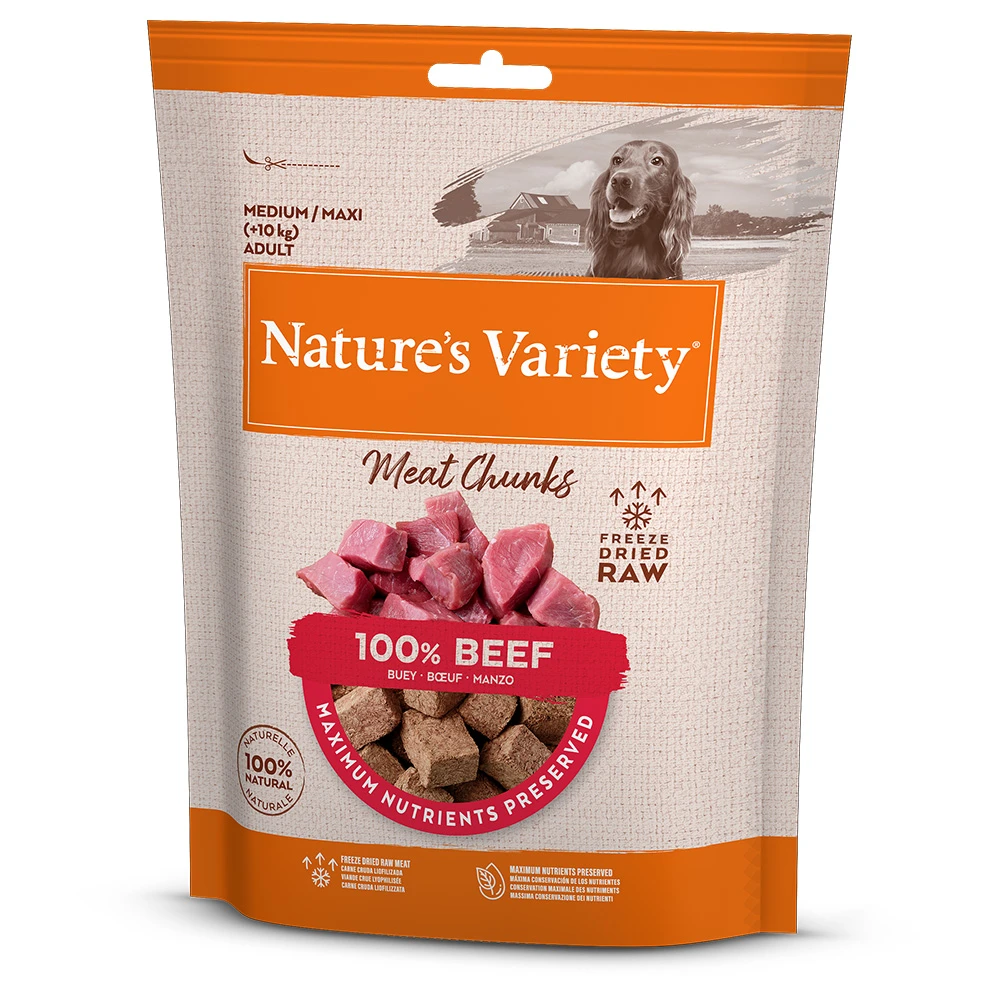 Nature's Variety, 3 balenia - 2 + 1 zadarmo - hovädzie (3 x 150 g) mrazom sušené kúsky pre psov