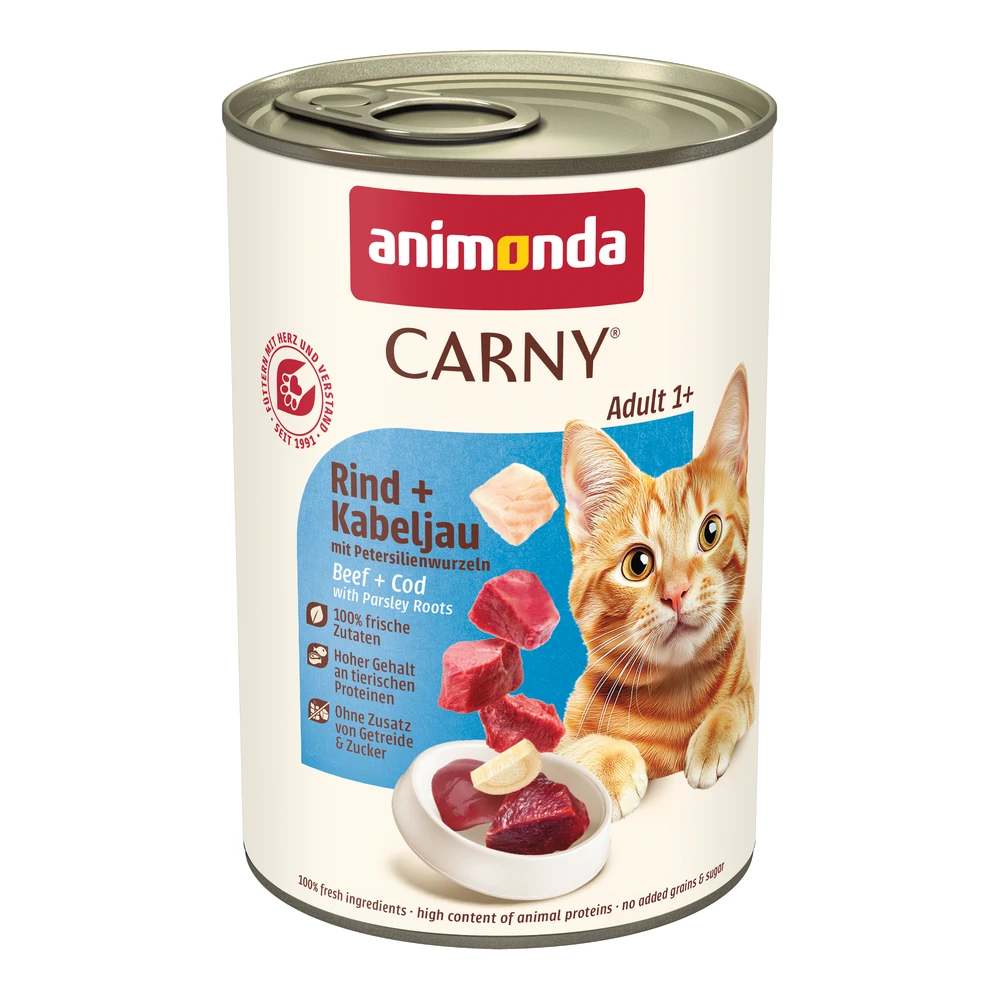 Výhodné balenie animonda Carny Adult 12 x 400 g - hovädzie, treska a koreň petržlenu