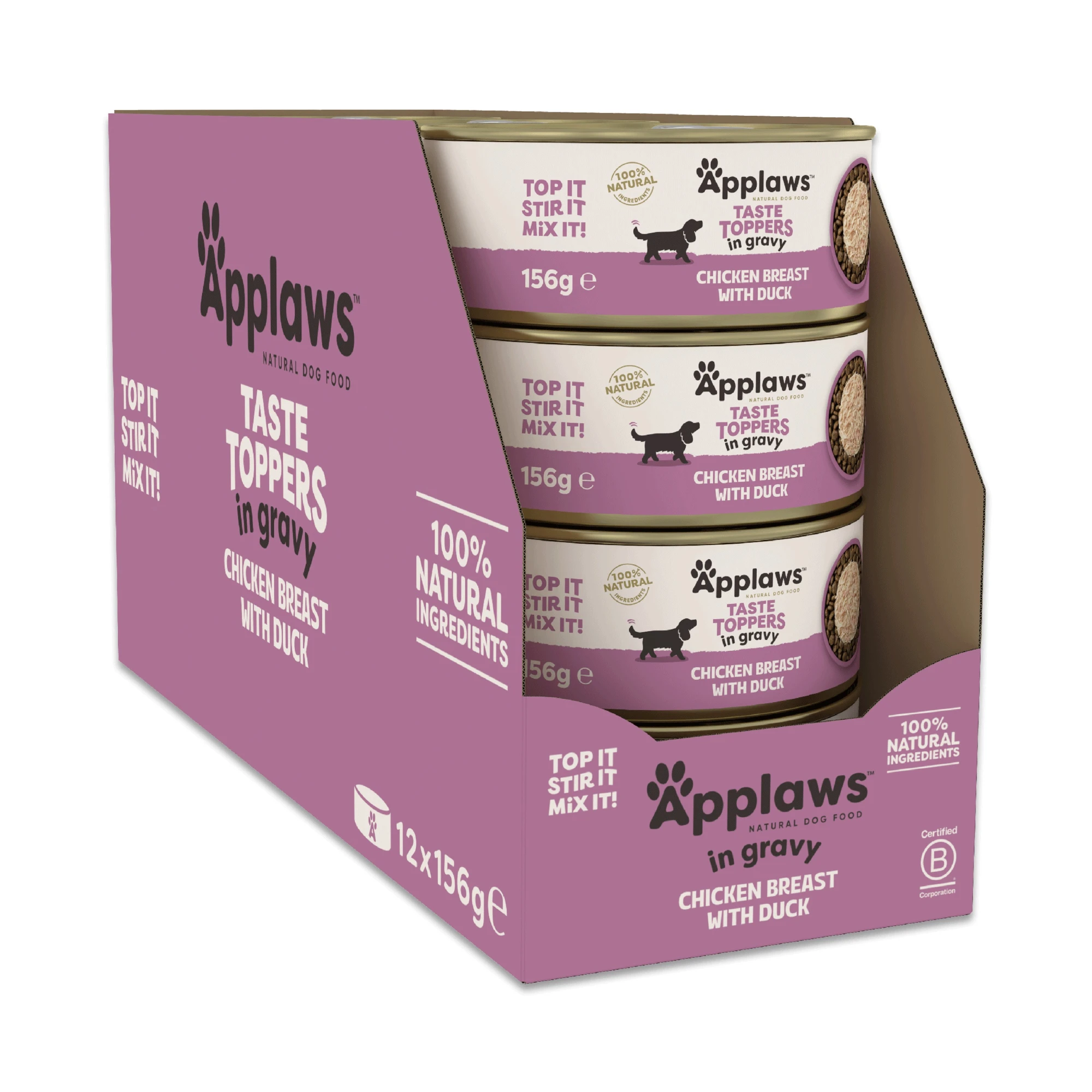 Výhodné balenie Applaws Taste Toppers Natural v omáčke 24 x 156 g - kuracie a kačacie