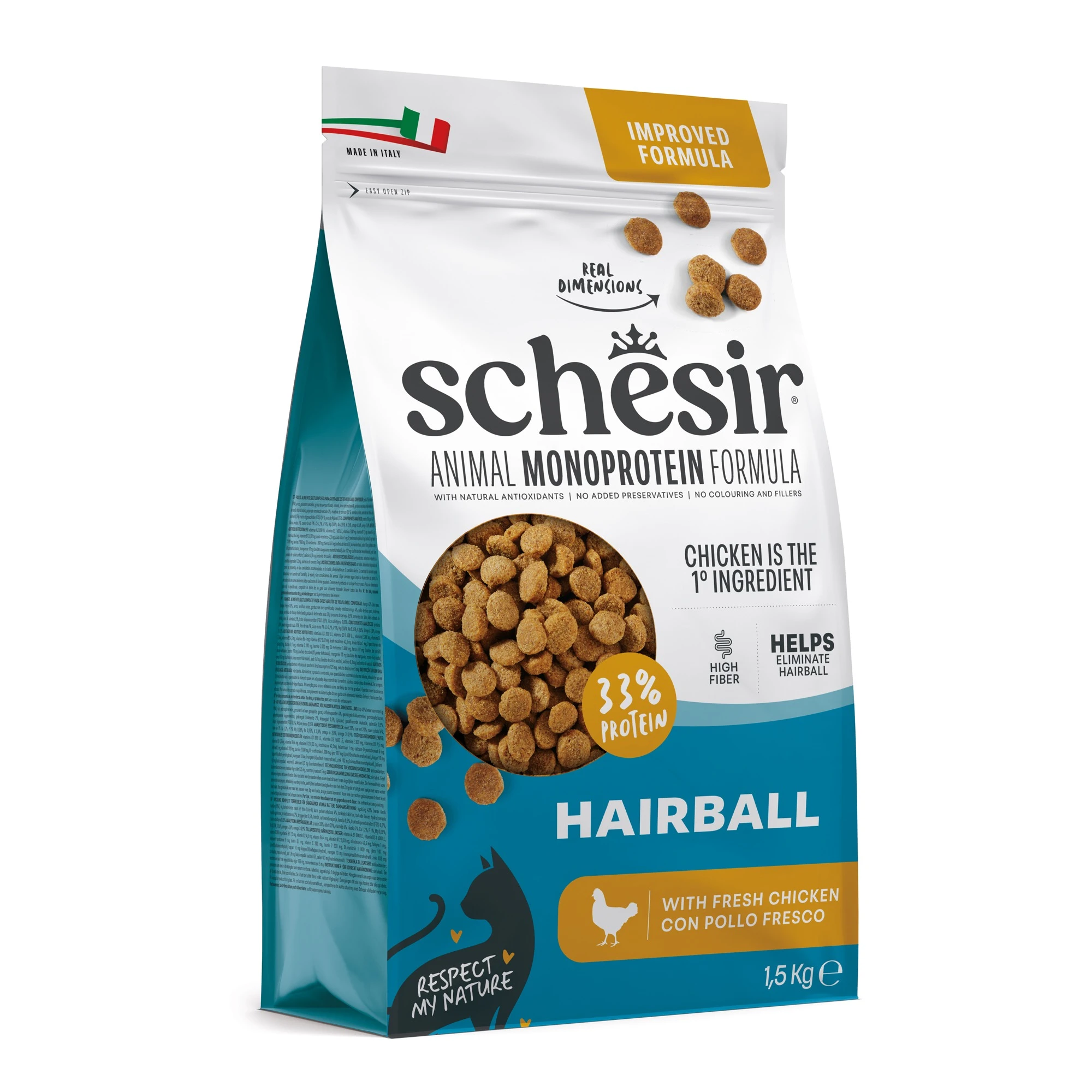Schesir Original Hairball s kuracím - výhodné balenie: 2 x 1,5 kg